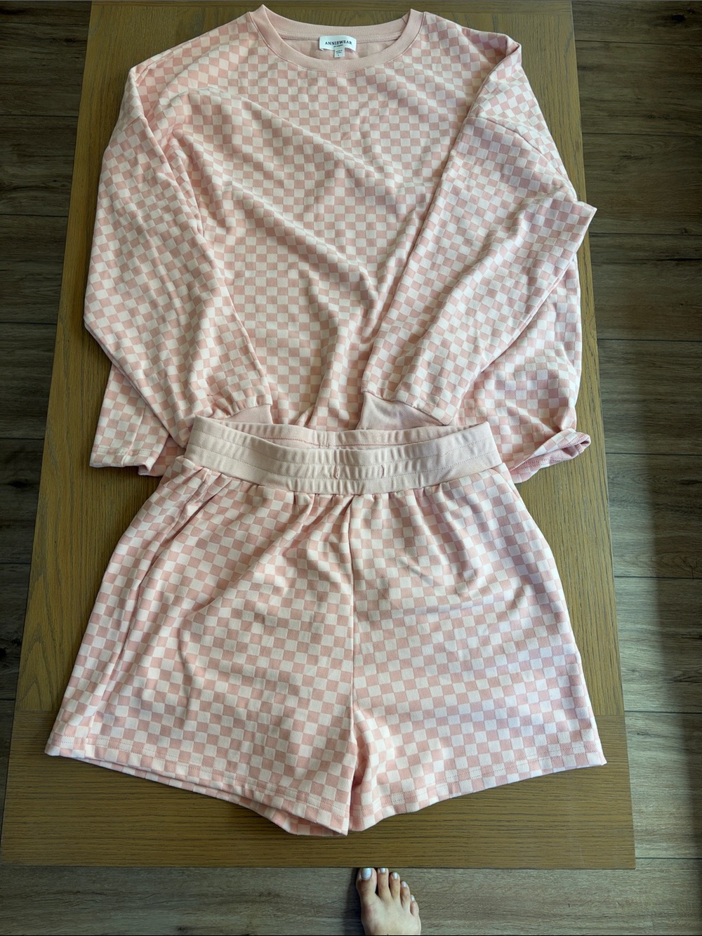 Cozy Pink Checkered Lounge Top & Shorts Set